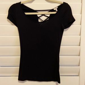 Garage Black T- Shirt w Cross Back